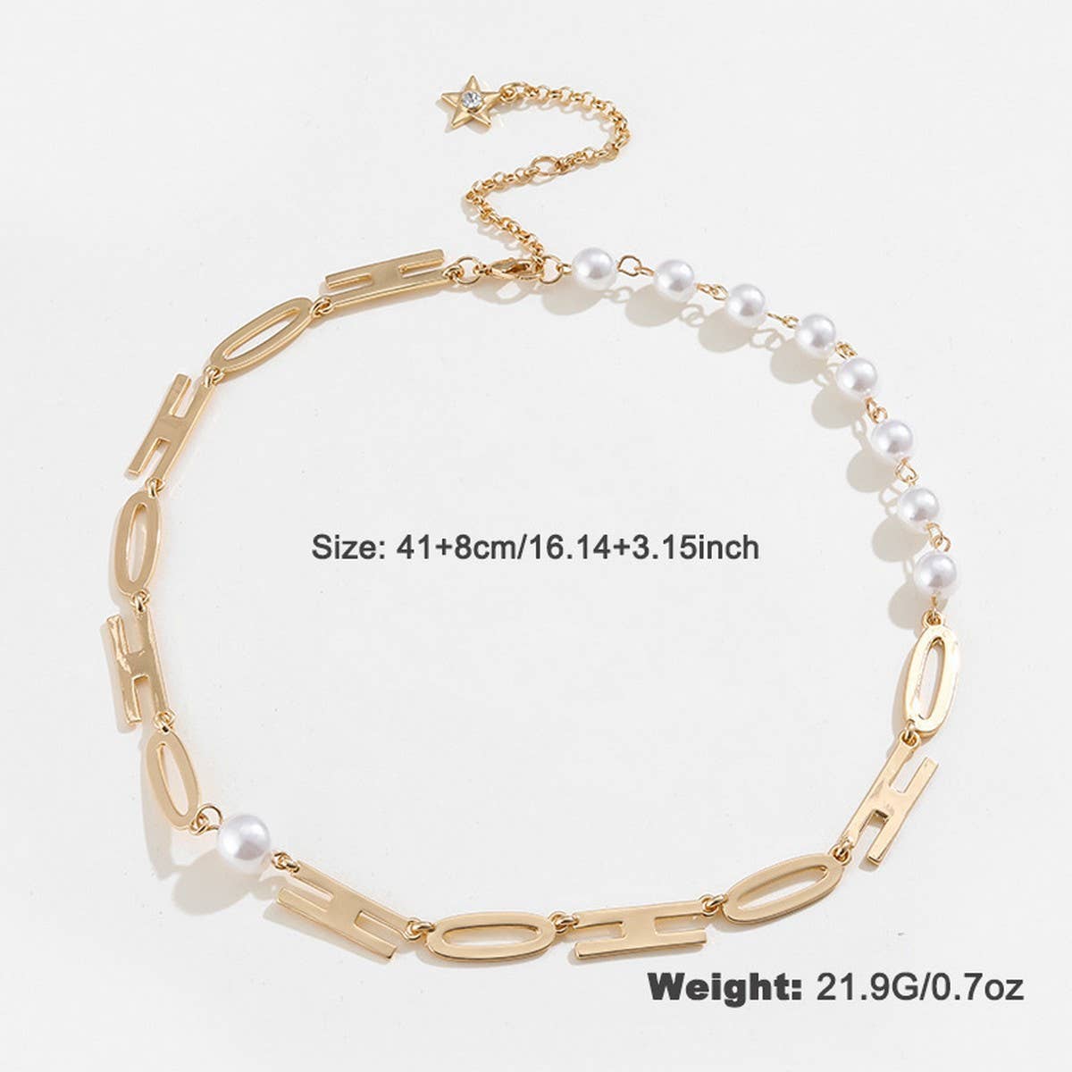 METAL LETTER IMITATION PEARL NECKLACE FOR WOMEN