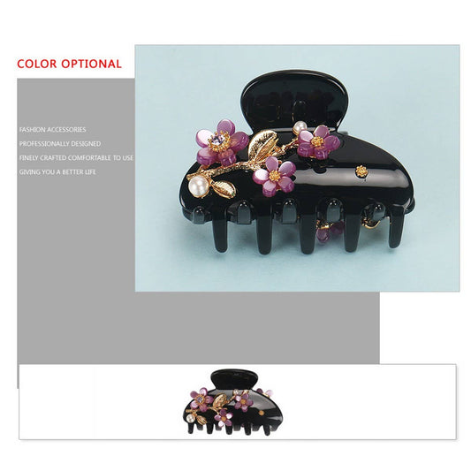 HAIR GRAB ACETATE FLOWER HAIR GRAB SHARK CLIP