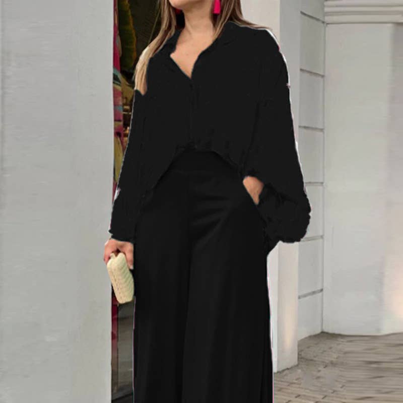 PRINTED SHIRT TROUSERS FASHION TWO-PIECE SET