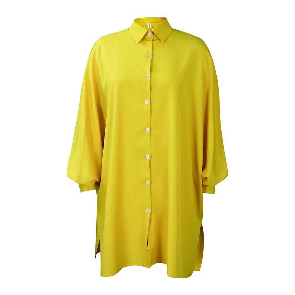 LOOSE LAPEL SOLID COLOR OVERSIZED SHIRT DRESS