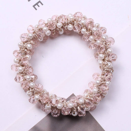 Minimalist Pearl Crystal Hair Tie Stylish Ponytail