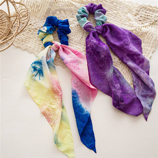 2024 NEW STYLE TIE-DYE RIBBON BOW HAIR TIE_CWAHA1089