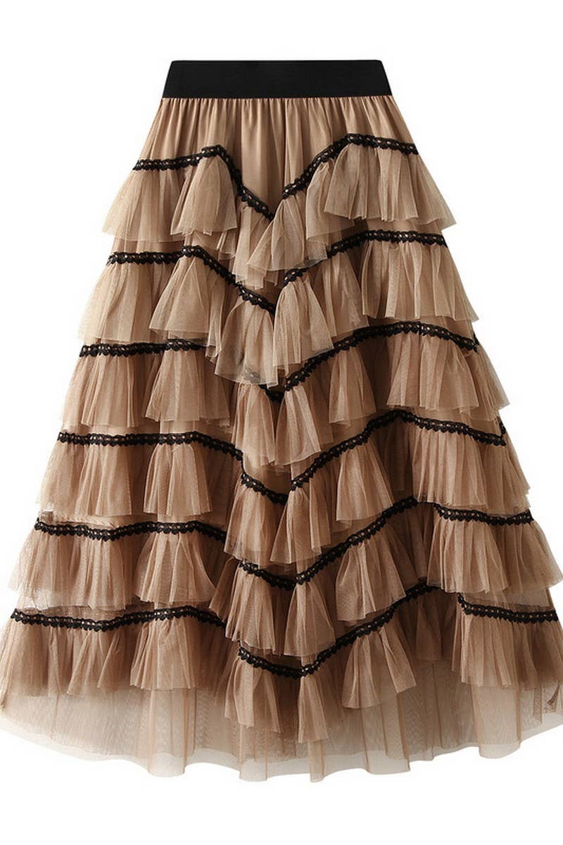 CWBLS0523_LAYERED TULLE CAKE SKIRT WITH FLOWY A-LINE SHAPE