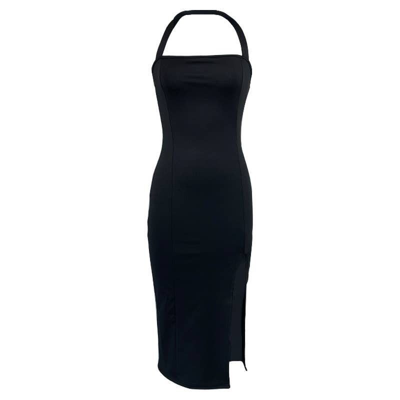 ELEGANT SEXY HALTER HALTER DRESS