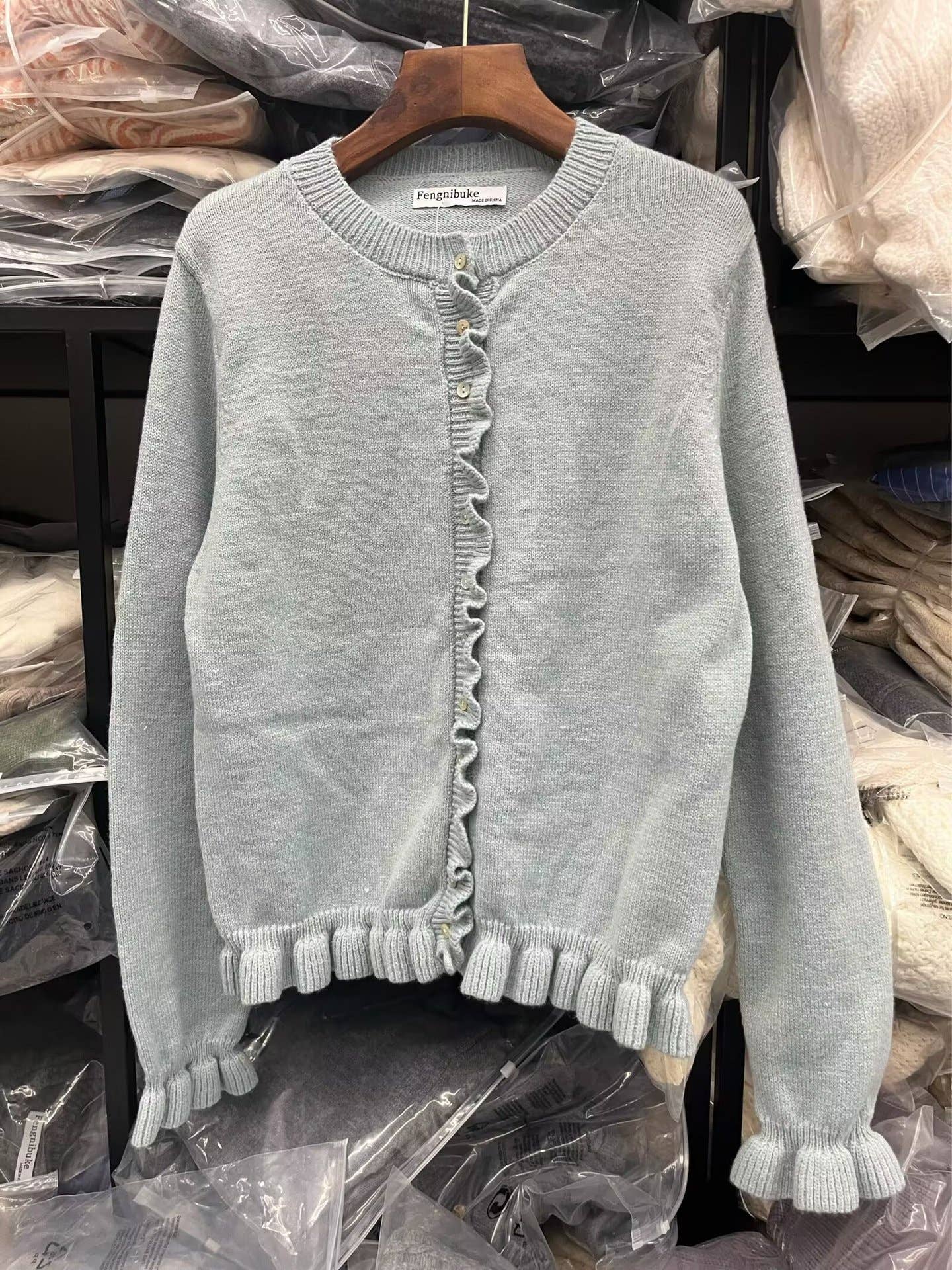 STYLISH CASUAL LAYERED EMBELLISHED CREW-NECK COAT