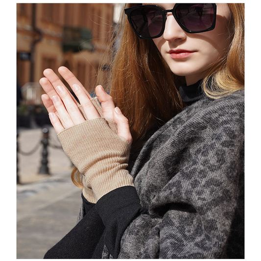 Cashmere Knit Gloves ??Half Finger for Students_CWAG0528