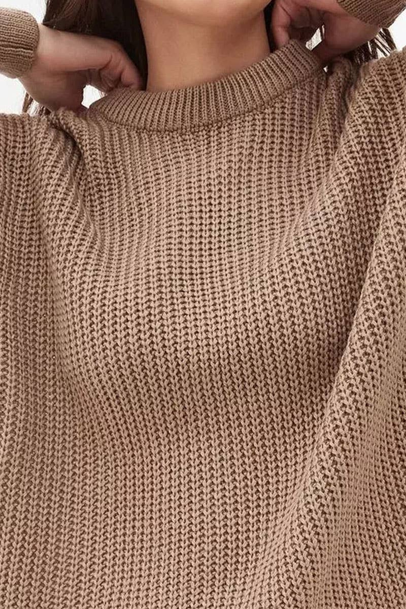 Large-size long-sleeved sweater with thick needles