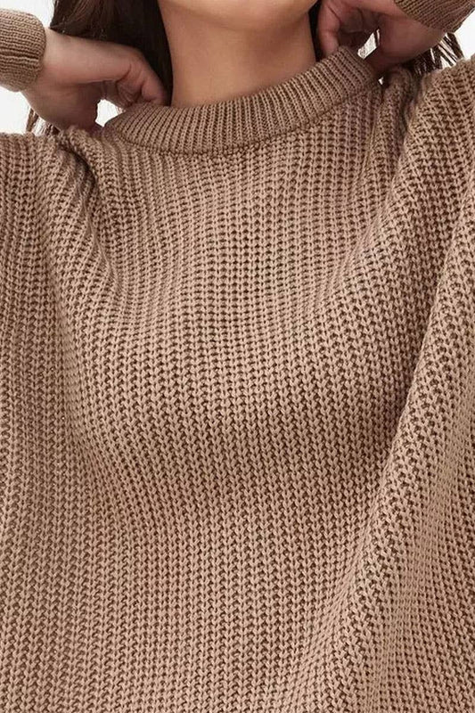 Large-size long-sleeved sweater with thick needles