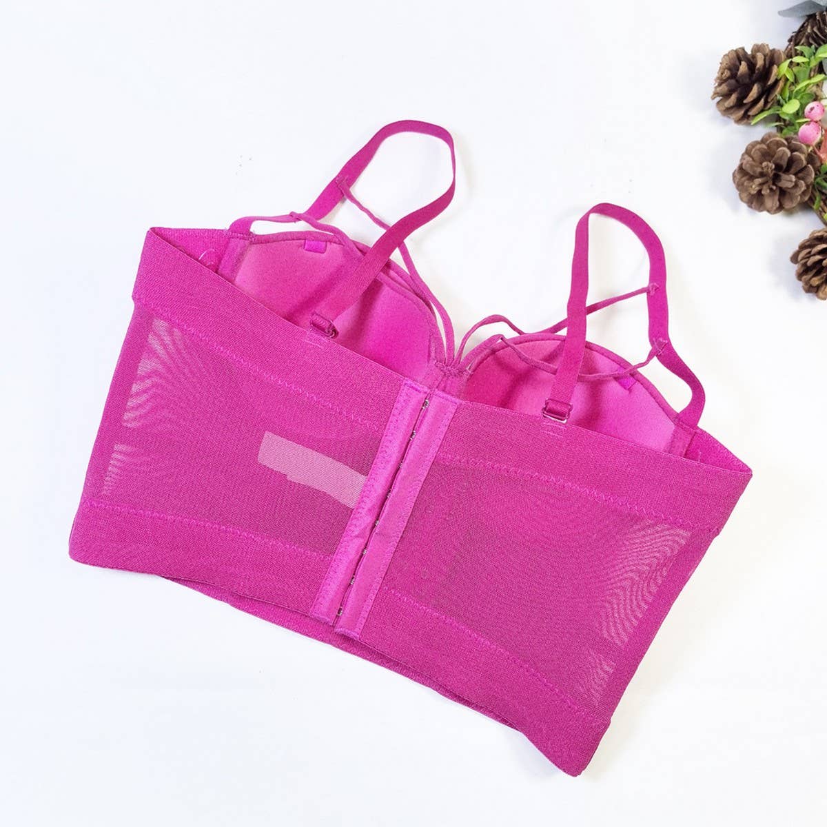 SEAMLESS NO CUP MESH SLIM HERRINGBONE CORSET