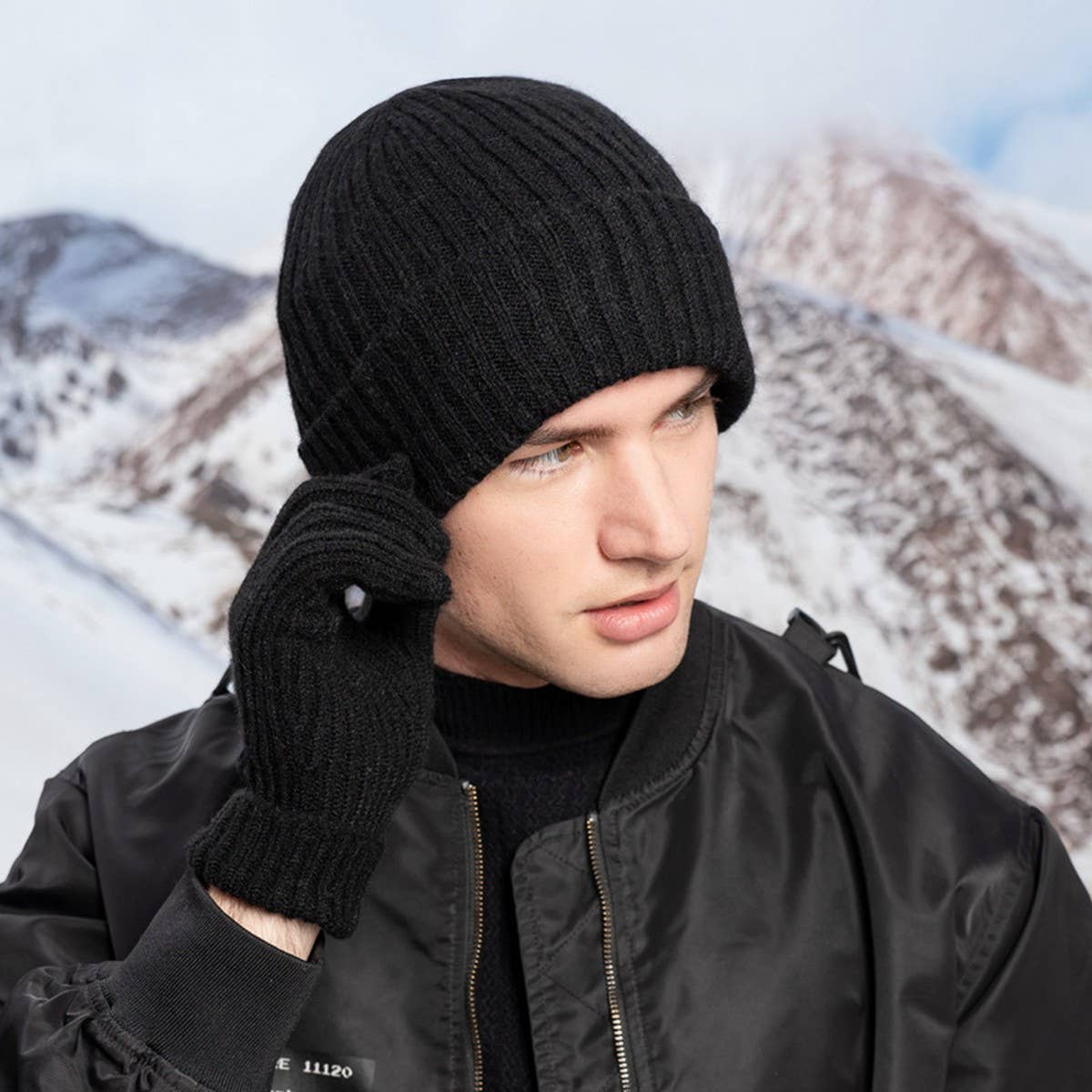 WINTER KNITTED TOUCH SCREEN WINDPROOF WARM SUIT