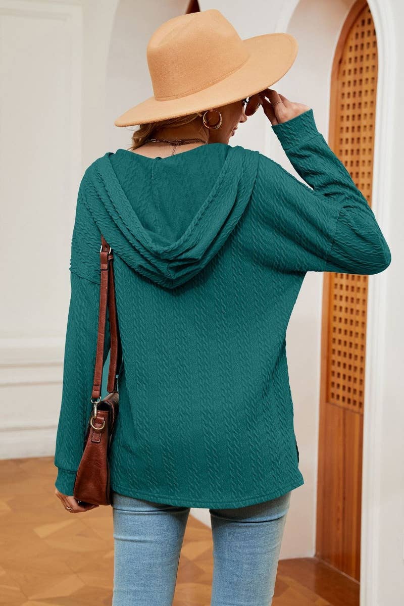 CWOHOL0984_SOLID COLOR BUTTON-UP HOODIE WITH LONG SLEEVES