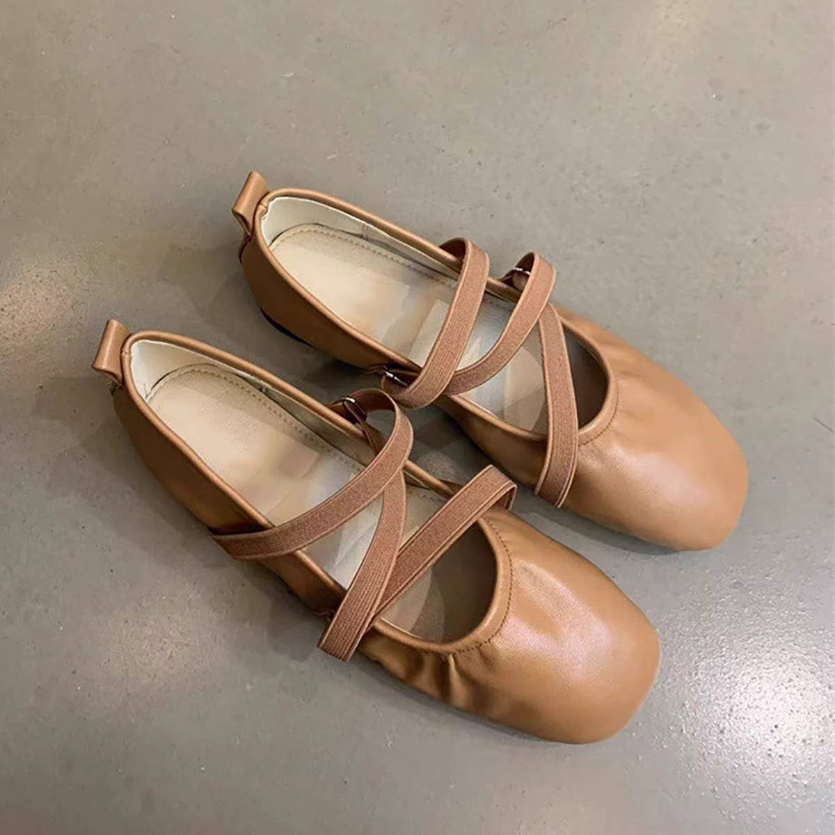 Red Cross-Strap Mary Jane Flats for Women_CWSHF0063