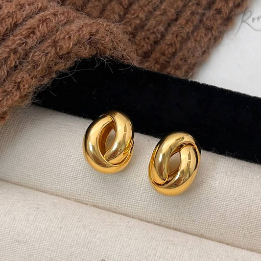 VINTAGE HIGH-GRADE METAL GEOMETRIC HOOP EARRINGS