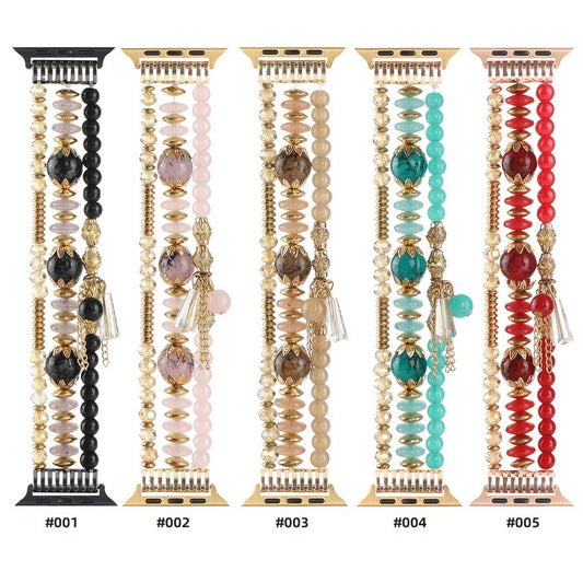 APPLE WATCH 7-1 THREE-ROW PEARL ELASTIC STRAP_CWASC1563