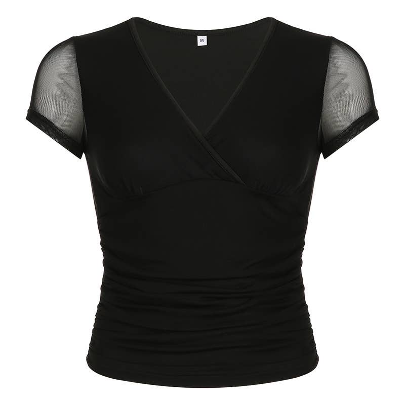 V-neck low cut twist to show bust slim top