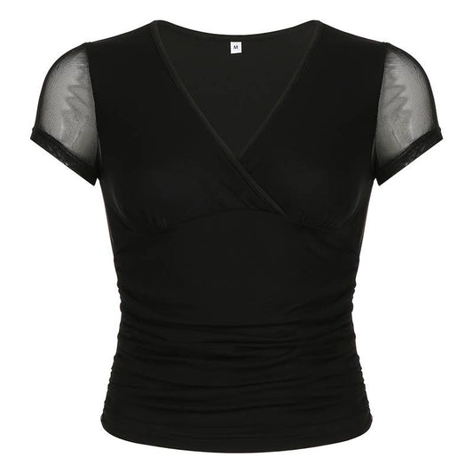 V-neck low cut twist to show bust slim top