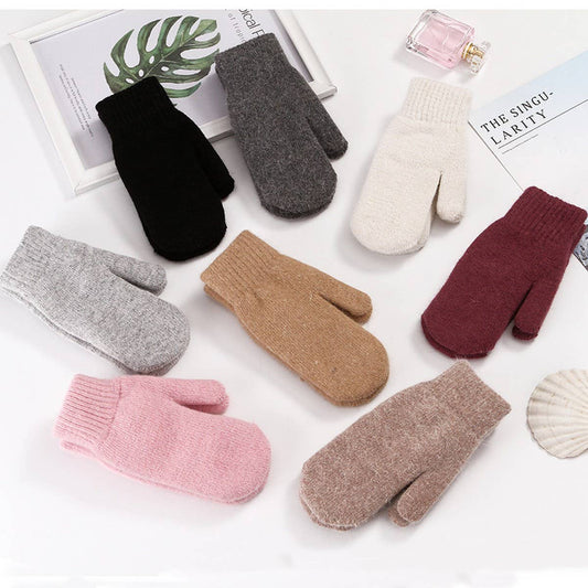 WOMEN'S SOLID COLOR RABBIT FUR FULL FINGER GLOVES_CWAG00592