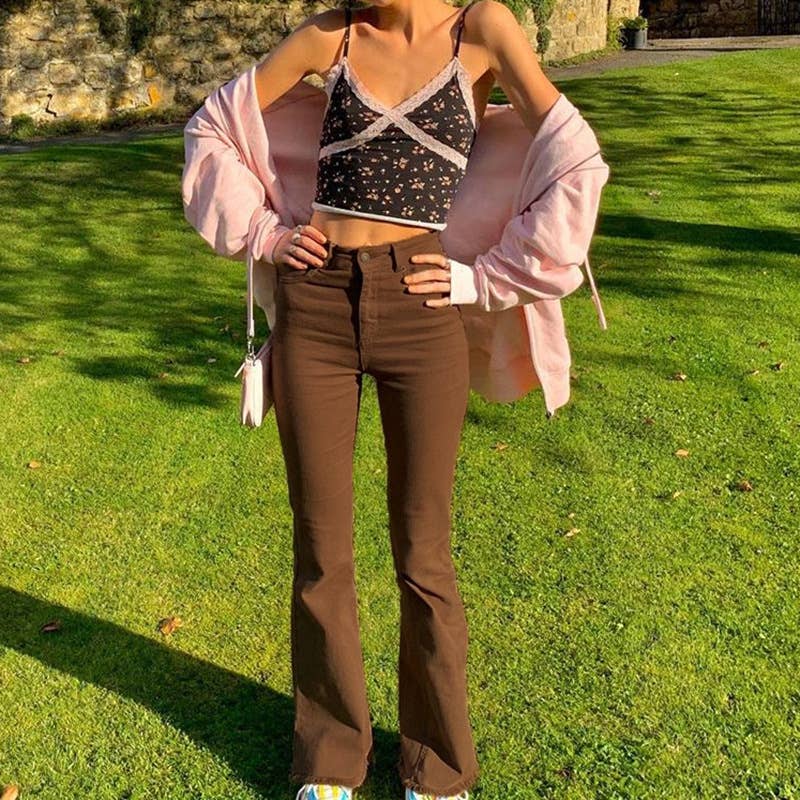 High-waisted slim-fit flared jeans