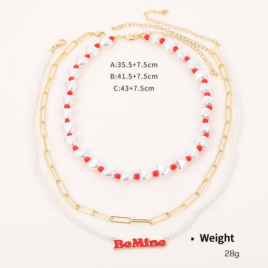 HEART-SHAPED ZIRCONIUM INLAID MULTI-ROW NECKLACE
