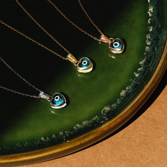 Devil's Eye Zircon Heart Pendant Necklace