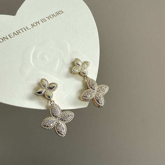 MICRO INLAID ZIRCON FLOWER EARRINGS