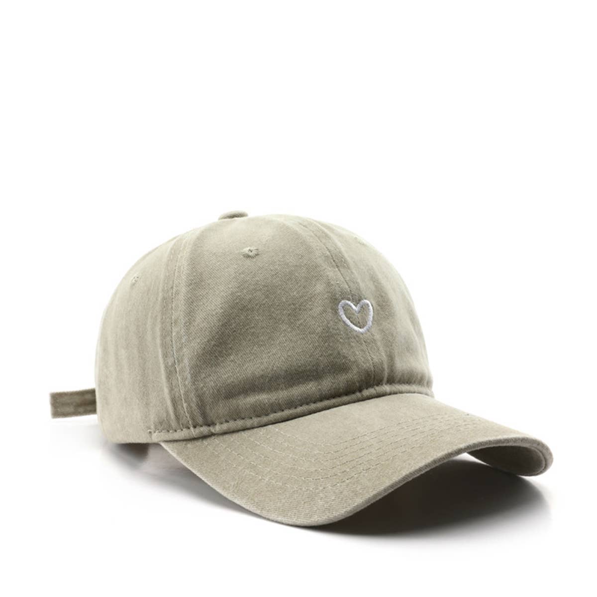 Vintage Washed Distressed Heart Embroidery Cap_CWAH1279