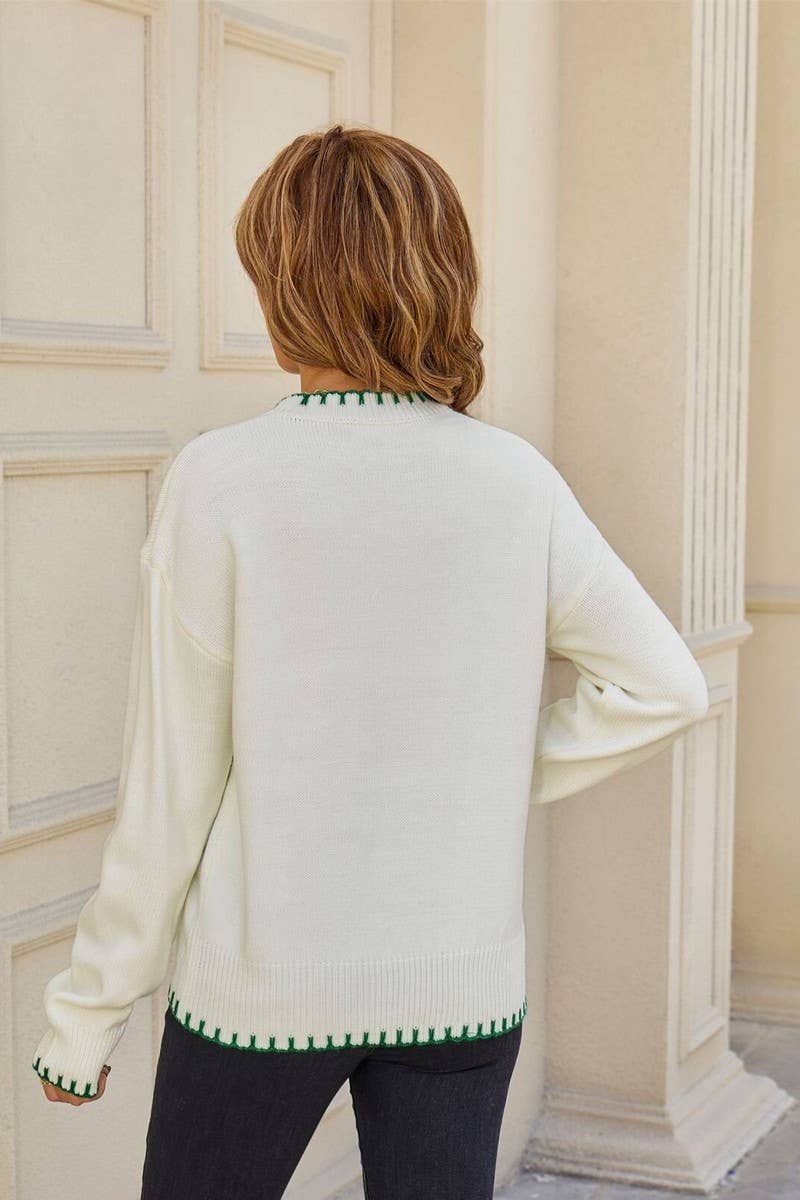 CWOSWL07597_JACQUARD CREW NECK PULLOVER SWEATER