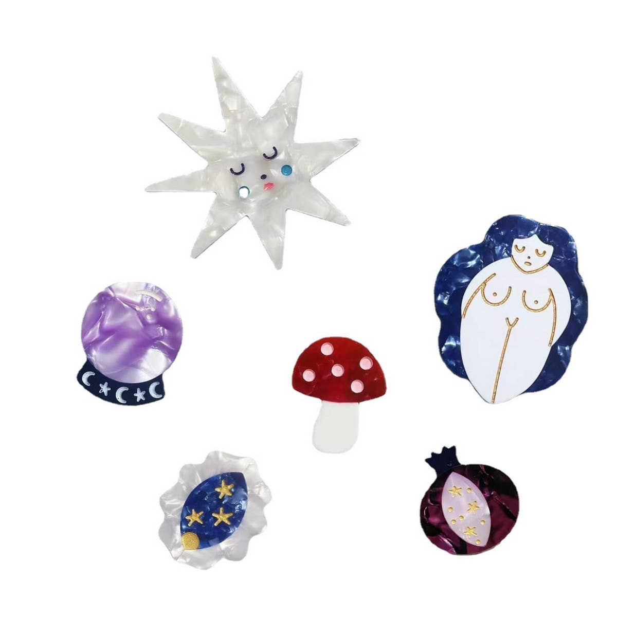 CWAHA4499_FUNNY SIDE CLIP WITH STAR MUSHROOM HAIR CLIP