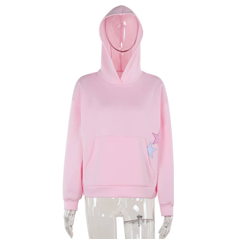 Fashion star applique hoodie lady