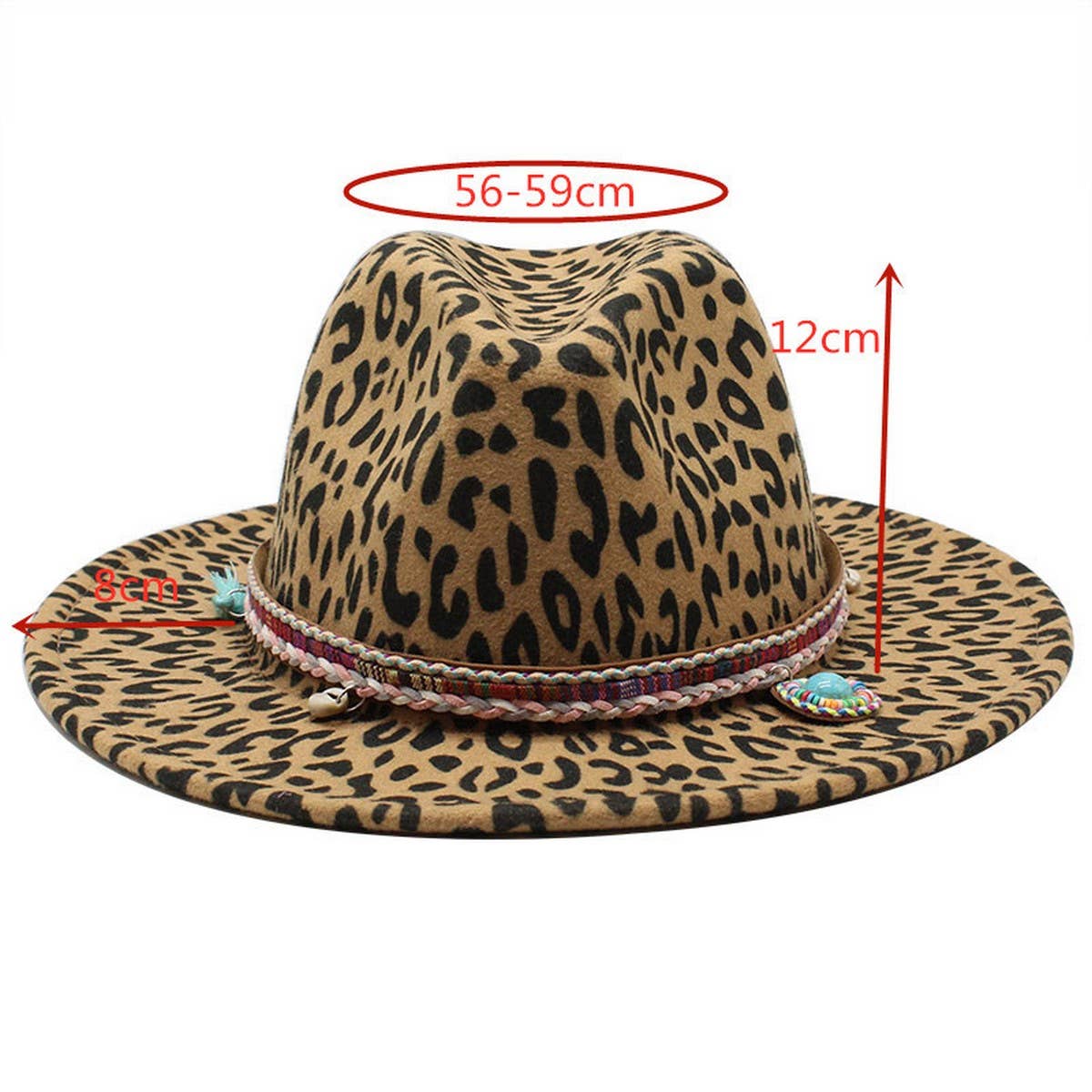 LEOPARD PRINT WOOLEN HAT SAPPHIRE TASSEL JAZZ HAT_CWAH2608