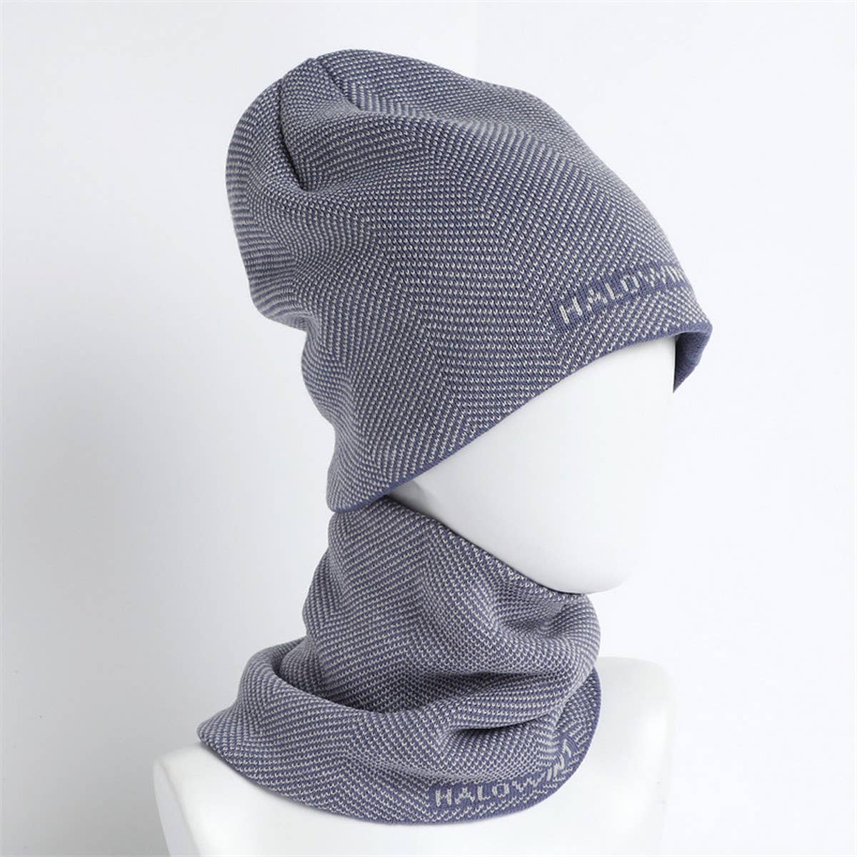 HERRINGBONE HOOD AND SCARF TWO-PIECE SET
