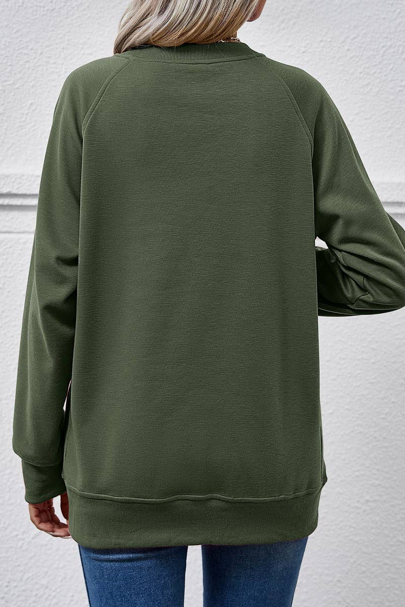 SOLID ROUND NECK LONG SLEEVED HOODIE_CWTSTL0652