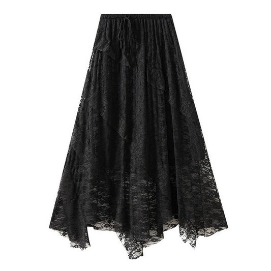 Irregular Lace A-Line Midi Cake Skirt