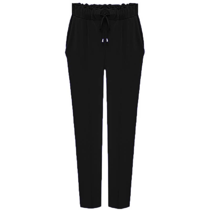ELASTIC-WAISTED HIGH-WAISTED STRETCH HAREN PANTS