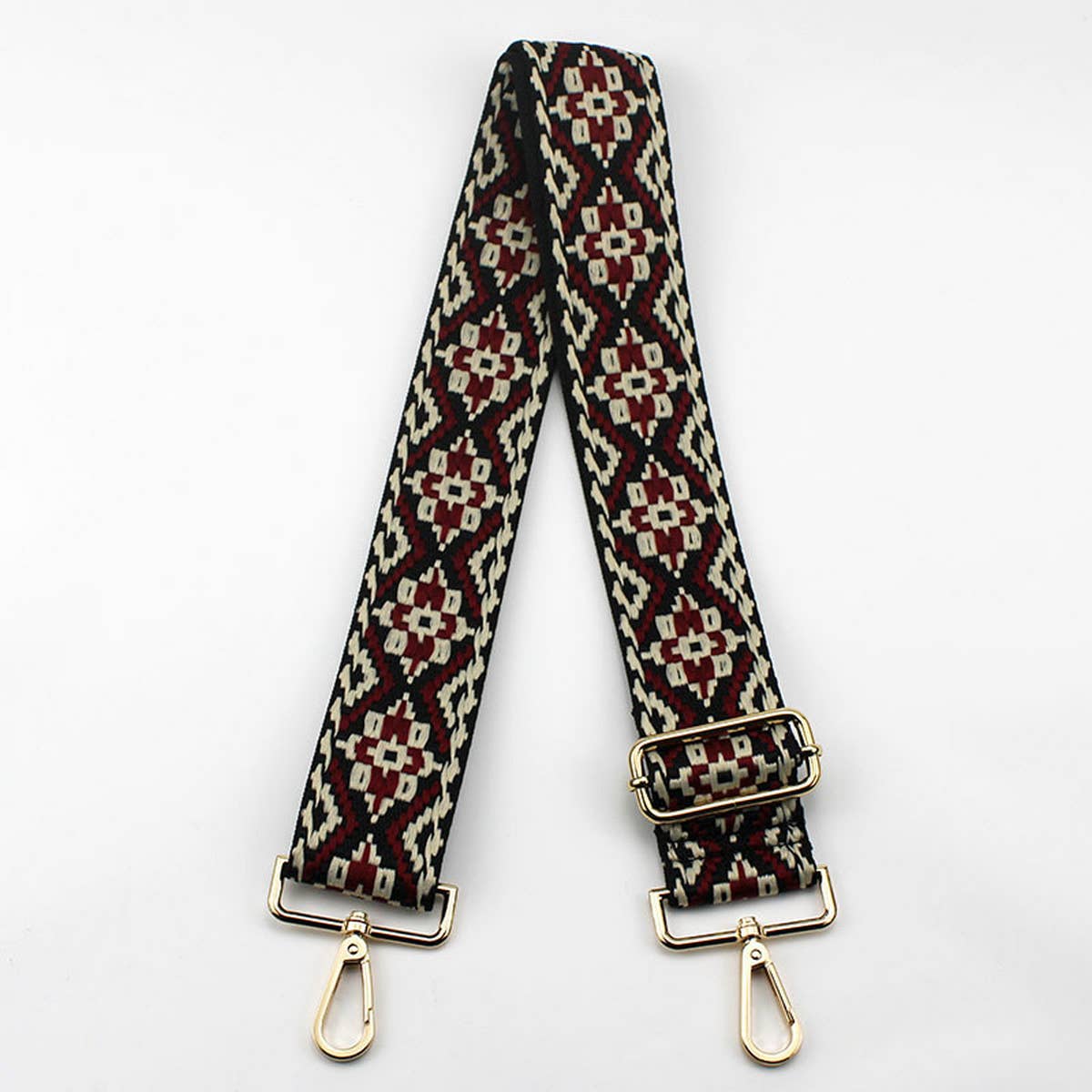 GEOMETRIC EMBROIDERY ADJUSTABLE BAG STRAP