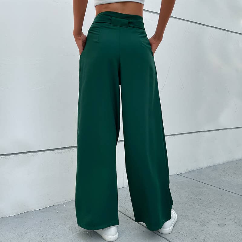 Lace-up commuter style wide-leg pants