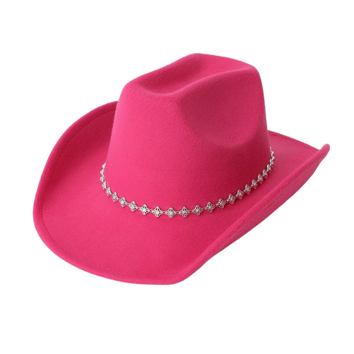 Rhinestone Western Felt Fedora Travel Cowboy Hat_CWAH3641