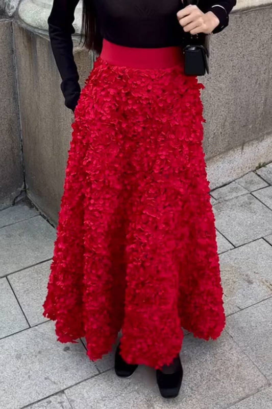 CWBMS0188_AUTUMN SMALL PETAL DESIGN PLASTER SLIT SKIRT