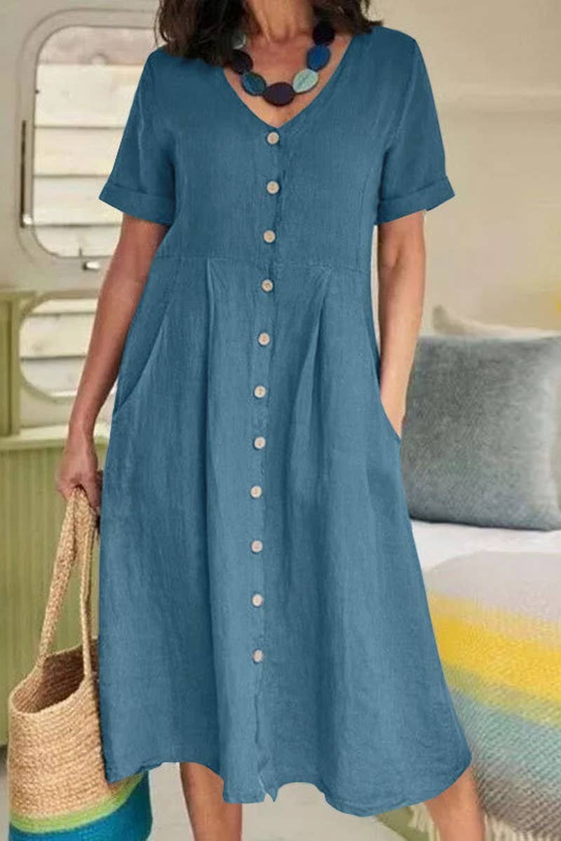 CWDMD01002_NEW SOLID COLOR LOOSE HIGH WAIST DRESS