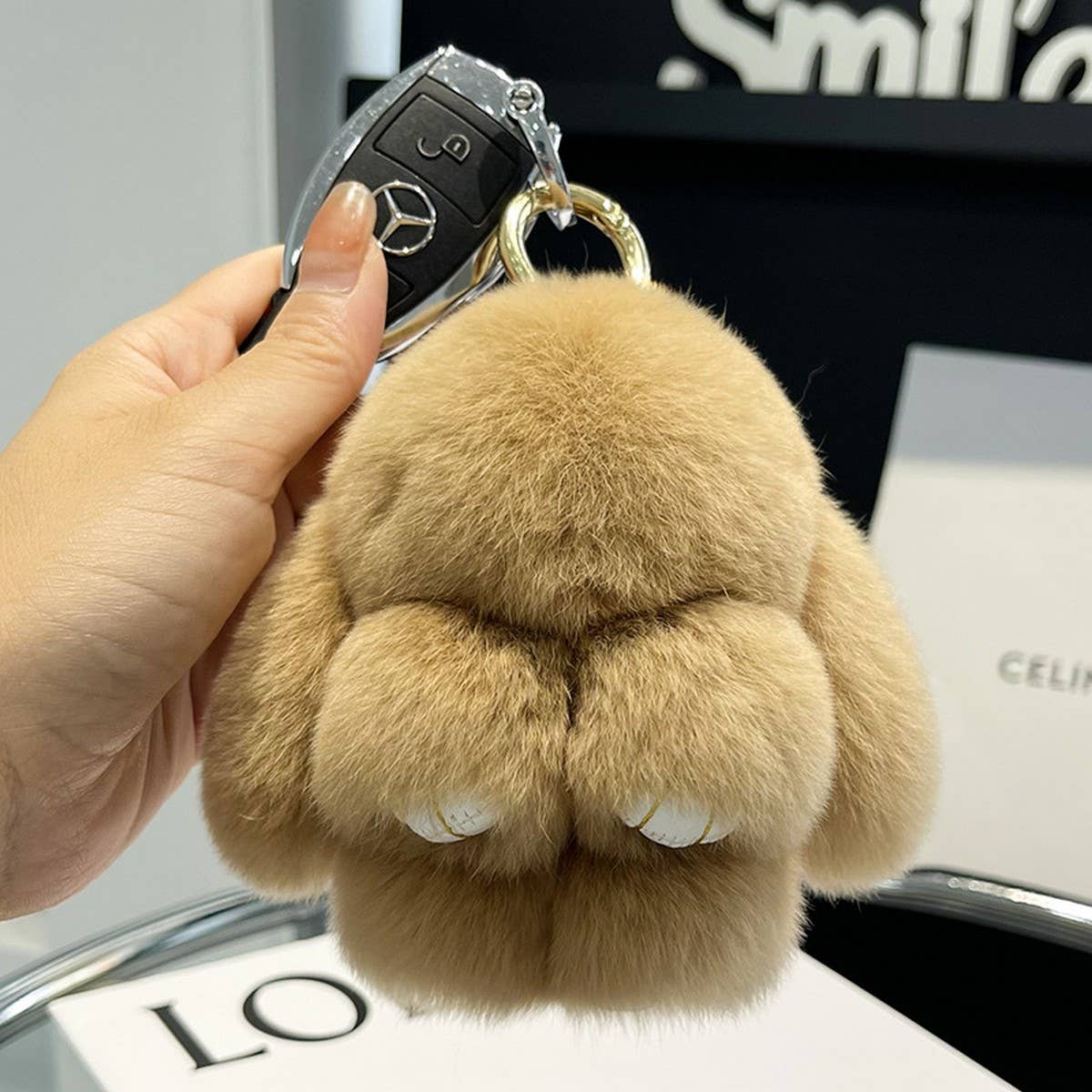 NEW MINI CUTE PLUSH BUNNY CAR KEYCHAIN PENDANT