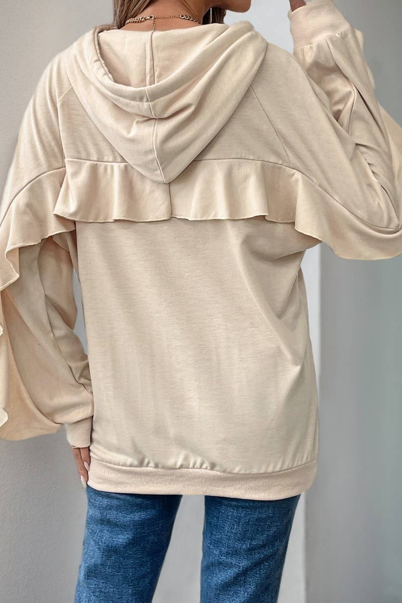 CWOHOL1100_SPRING AND AUTUMN DRAWSTRING HOODED SWEATSHIRT