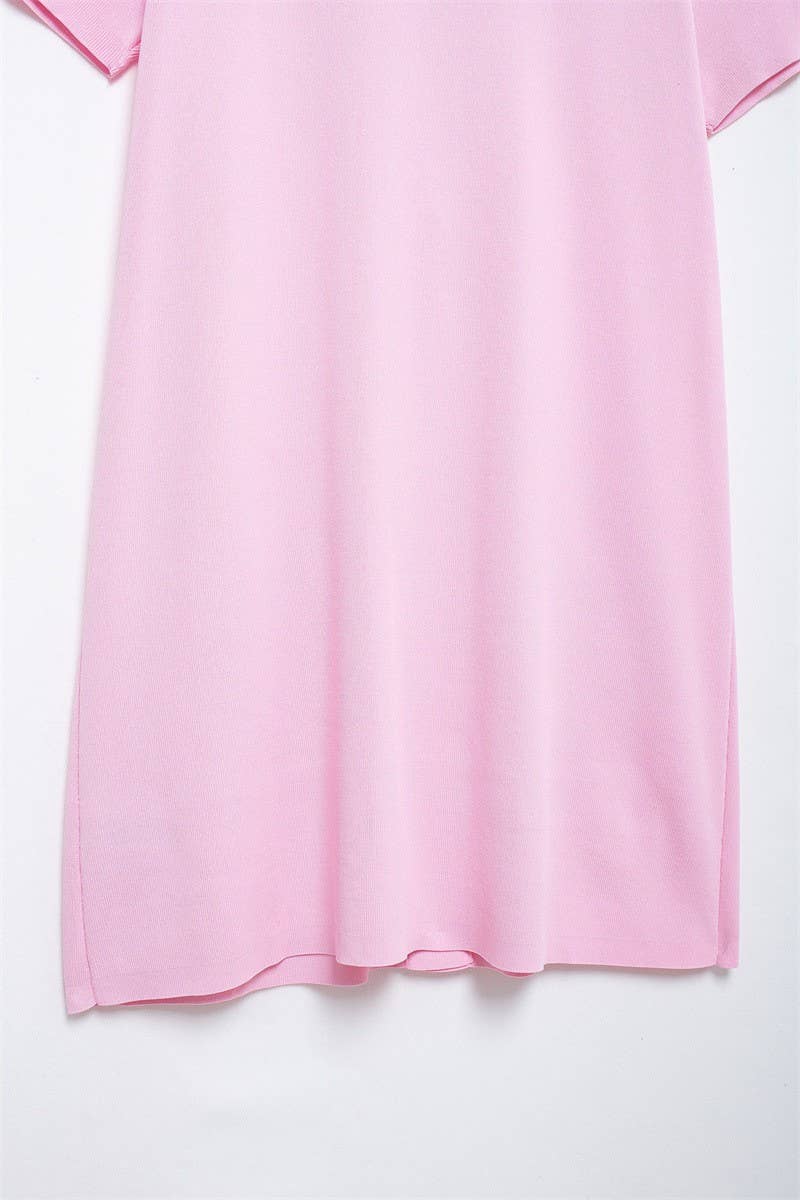 CWDSD6657_BOW DECORATED SHORT-SLEEVED KNITTED DRESS