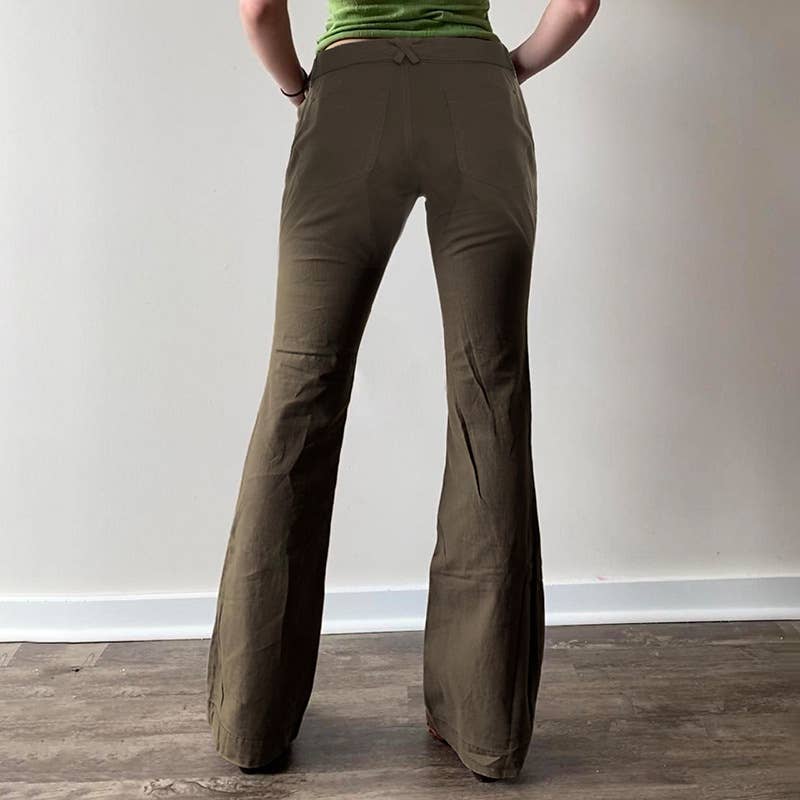 STREET STYLE SOLID COLOR BELT LACE-UP BASIC PANTS