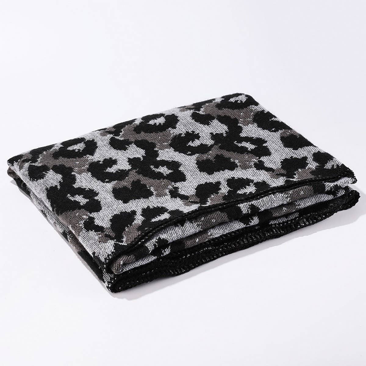 SHAWL KNITTED CAPE LEOPARD PRINT THICK WARM SCARF