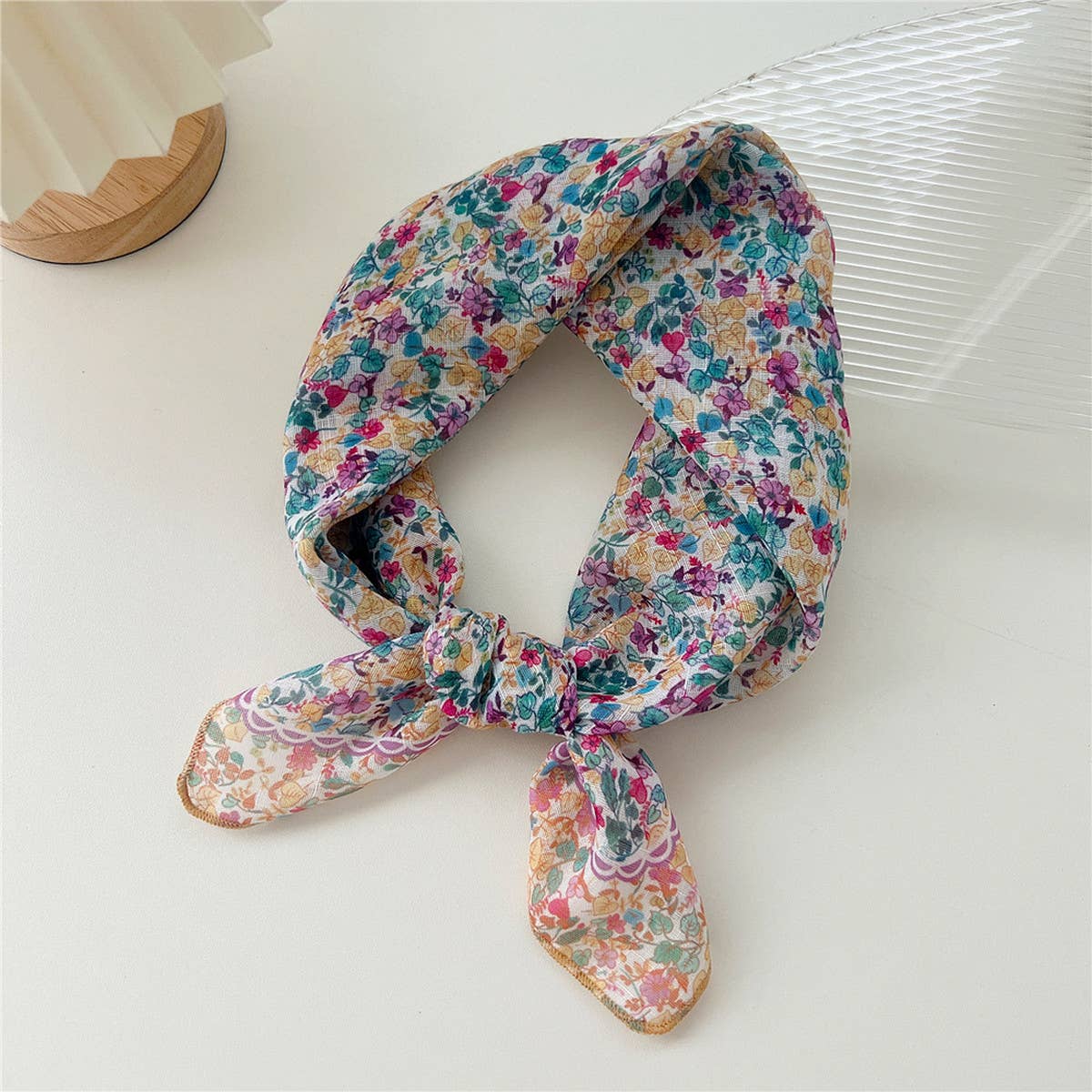 Cotton Linen Square Scarf - Breathable Neck Wrap
