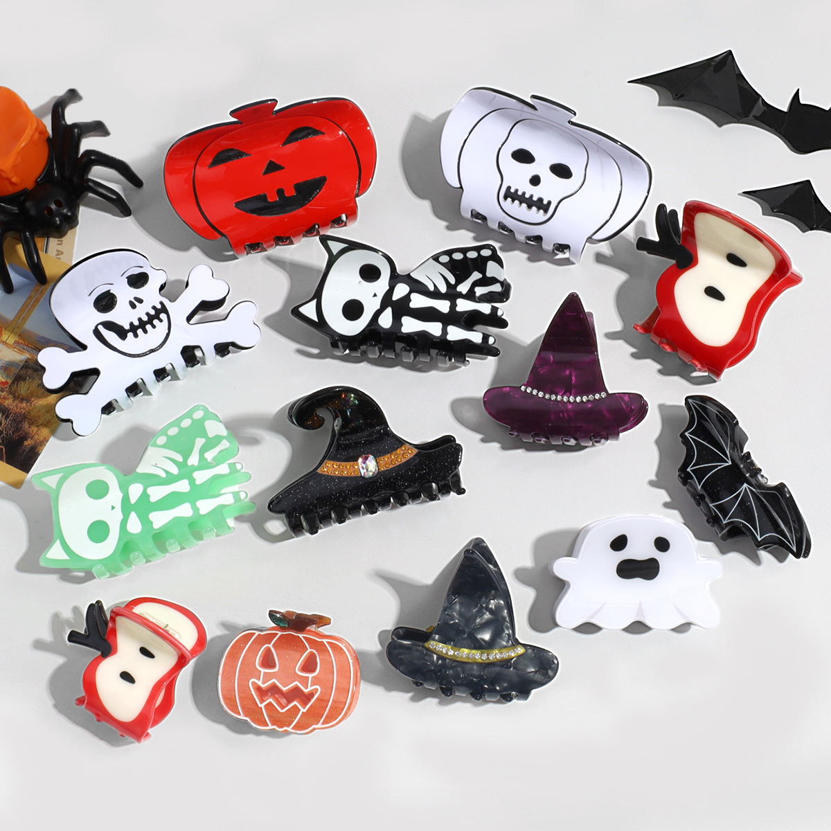 Halloween Acetate Hair Claw ? Witch & Bat Design