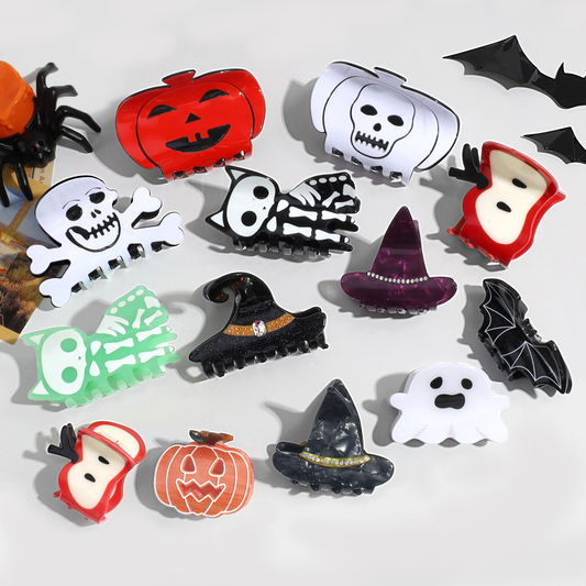 Halloween Acetate Hair Claw ? Witch & Bat Design