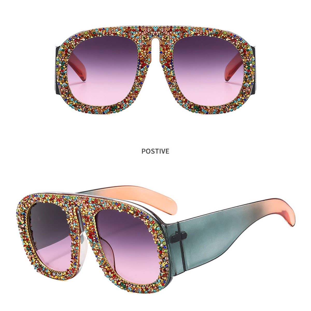 LUXURY DIAMOND-STUDDED LARGE FRAME SUNGLASSES