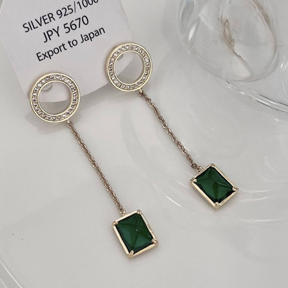 LIGHT LUXURY GEOMETRIC RING SQUARE STUD EARRINGS