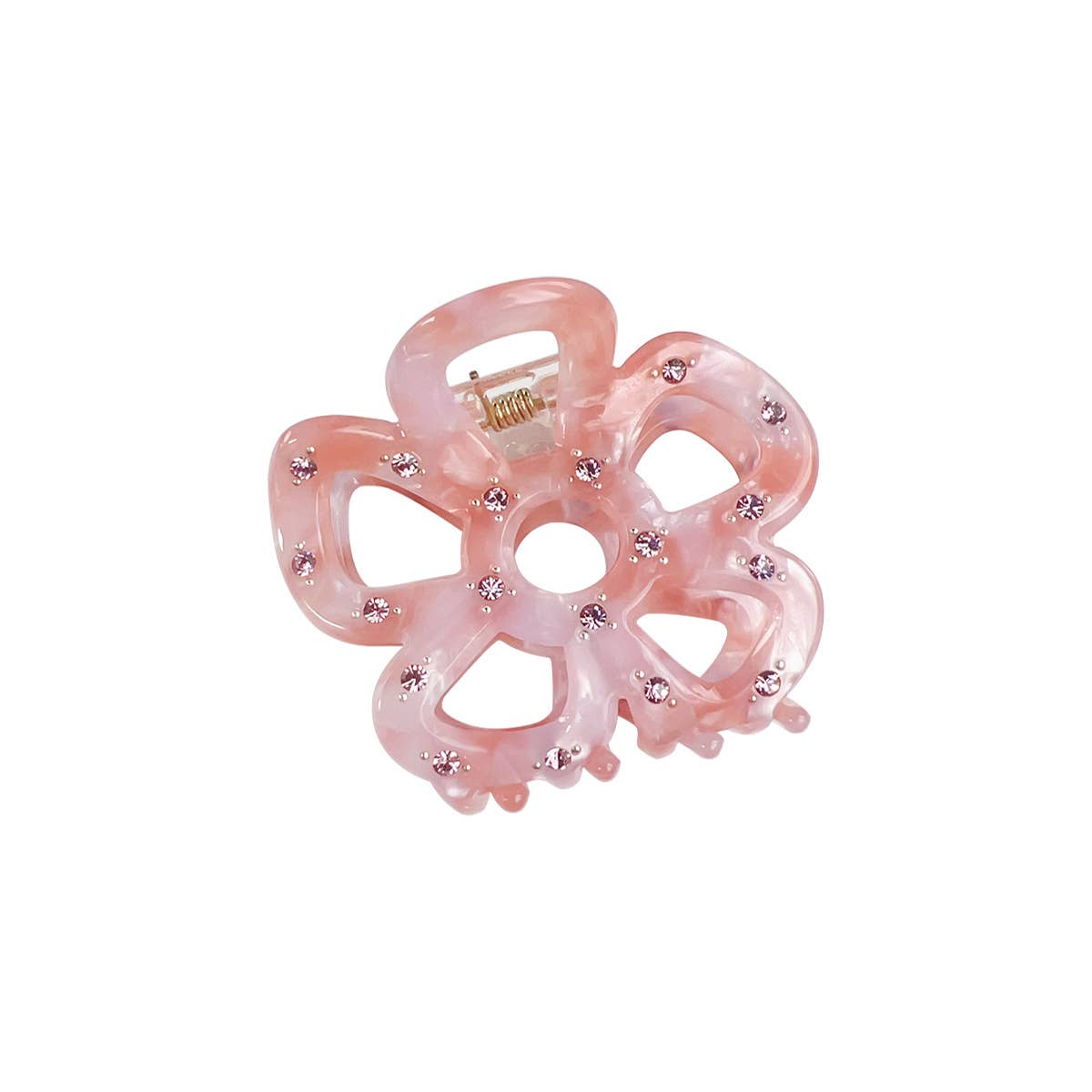 Hollowed-out flower diamond-encrusted grab clip